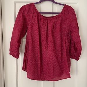 Anthropologie Maeve 3/4 Length Pink & Blue Floral Top, Size Large